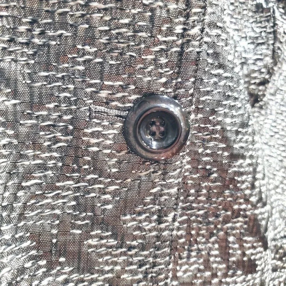 Chico's Y2K Vintage Dark Silver Gray Metallic Jacquard Textured Jacket Blazer 3 - Picture 7 of 12